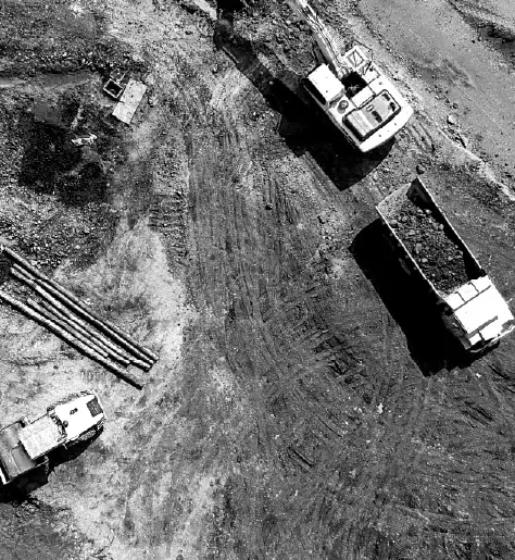 Aerial view of a mining operation